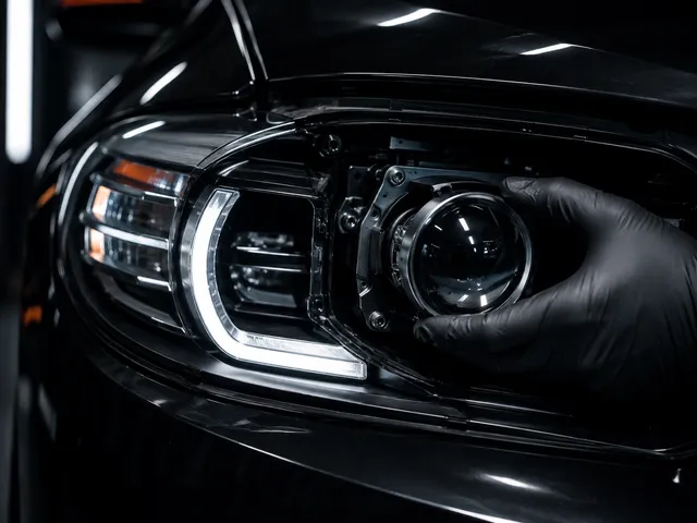 Bi-LED projektör mercek montajı yapılan otomobil farı
